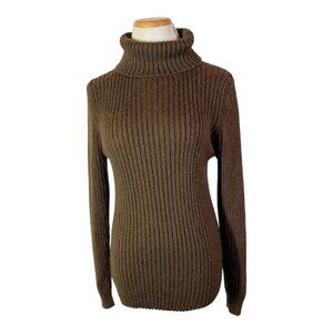 Alpaca Warehouse Size S? Brown Ribbed Stretchy Knit Turtleneck Sweater